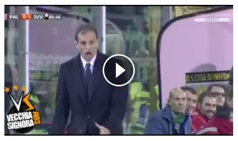 Allegri impazzisce in panchina: ancora uno sfogo di rabbia contro Morata (Video)