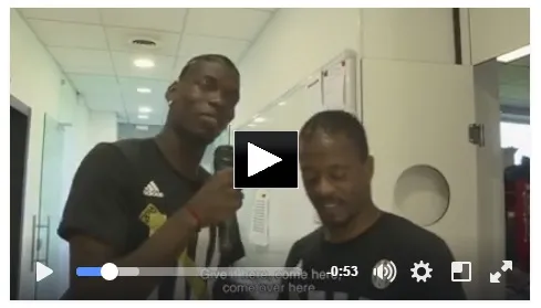 VIDEO – Pogba ruba un microfono: tenta l’intervista ma Evra scappa per la vergogna