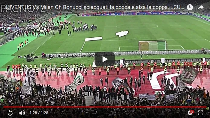 Video – Serataccia per Bonucci: distrutto da due cori sfottò bianconeri