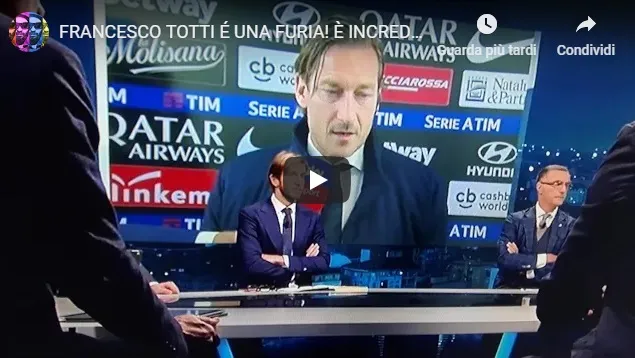 Furto Inter contro la Roma, Totti esplode su Sky: “Una vergogna, così non si va avanti!”