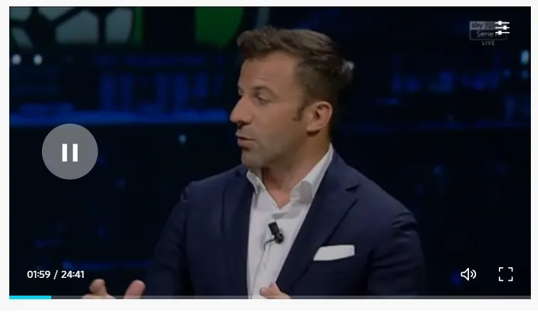 Del Piero sbotta e risponde a Mihajlovic: solo Alex difende la Juve in diretta TV su Sky