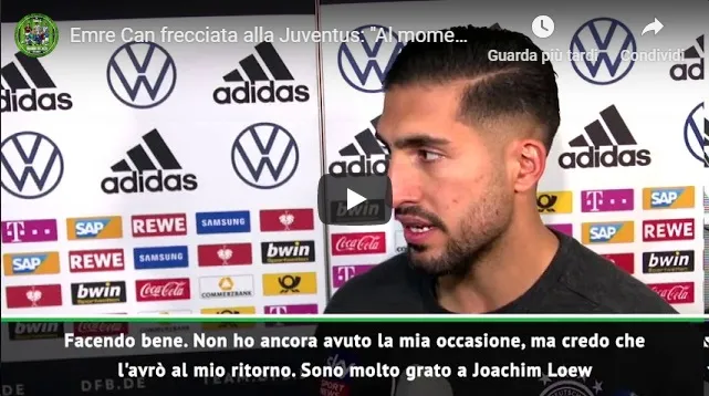 Il duro sfogo di Emre Can contro Sarri: “Sono infelice alla Juve”