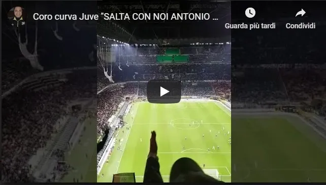 Boato dal settore ospiti al fischio finale di Inter-Juventus con dedica a Conte