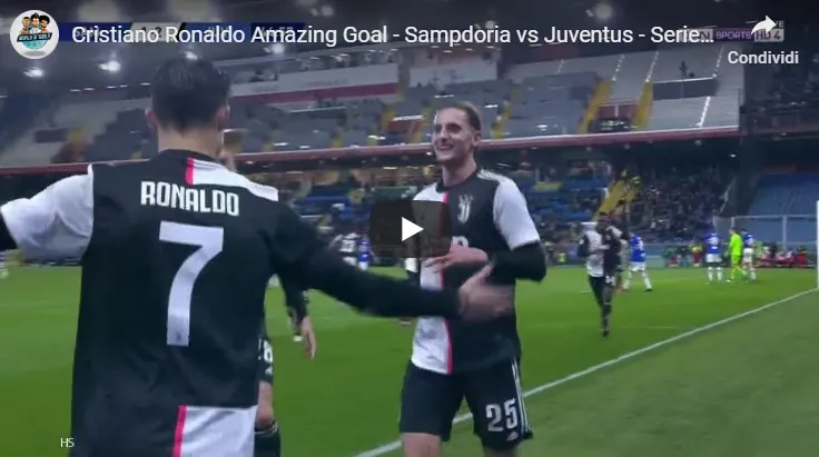 VIDEO – Ronaldo scioccante contro la Samp, il gol va contro le leggi della gravità!