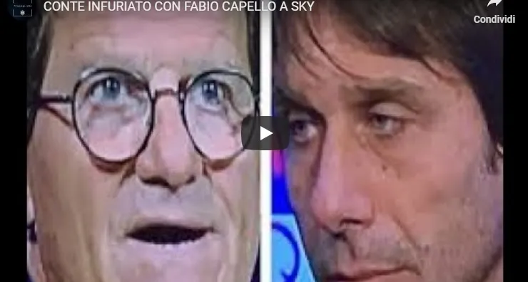 Capello critica il gioco dell’Inter col Napoli: Conte esplode in diretta