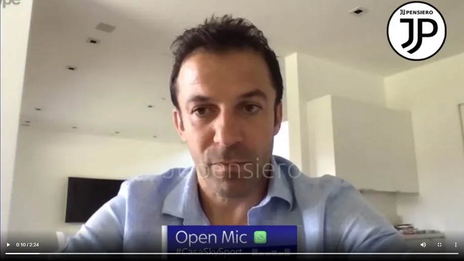 Del Piero senza freni in diretta su Sky: “L’amore per la Juve non finirà mai”