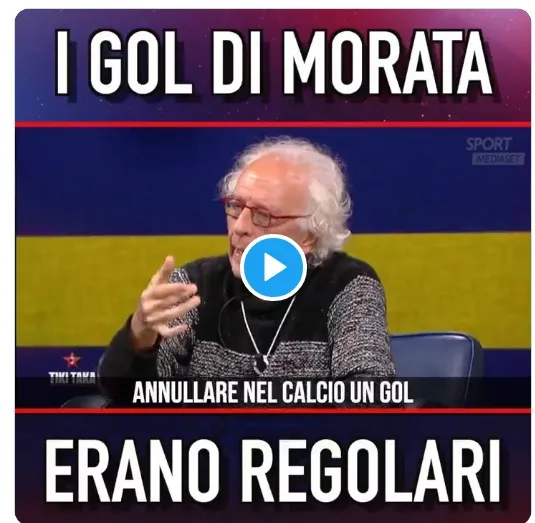 Mughini contro Chiambretti: “ridicolo annullare questi gol di Morata, regolamento ridicolo”