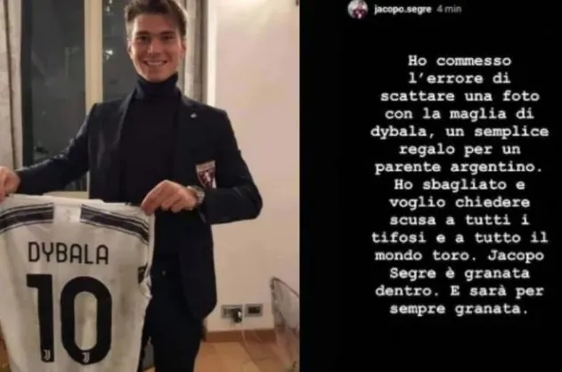 Il centrocampista del Torino costretto a scusarsi pubblicamente: per l’episodio con Dybala