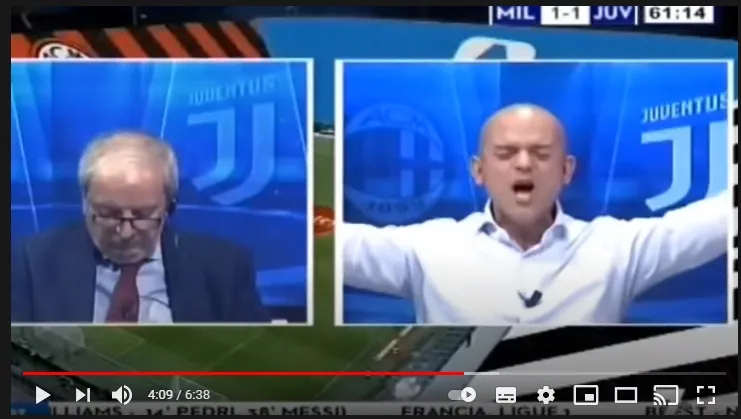 Crudeli affranto e Suma sbraita in diretta contro l’arbitro durante Milan-Juventus