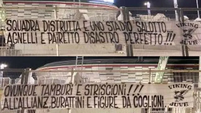 Lo striscione degli ultras juventini è il messaggio di milioni di tifosi