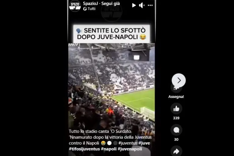 Lo Stadium canta O’surdatu ‘nnamurato: la risposta allo sfottò di Osimhen